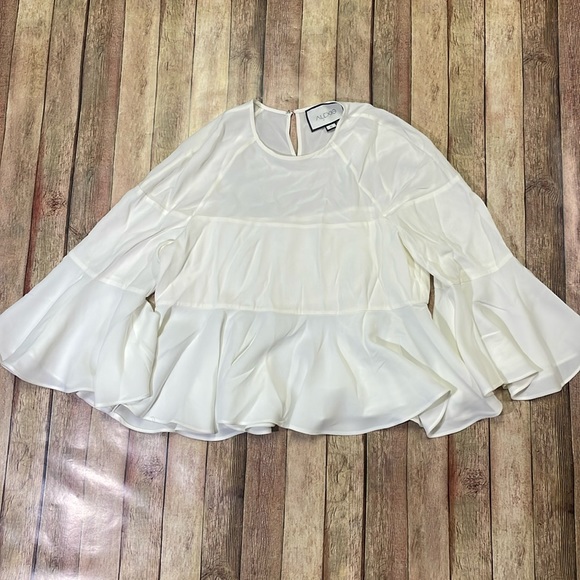 Alexis womens S Small solid white Albania 3/4 sleeve crewneck top EUC - Picture 2 of 5